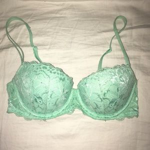 Mint colored push-up balconette bra